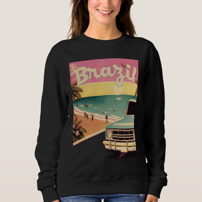 Moletom Brazil Retro Beach Vacation Graphics Brazilian Sur (Frente)