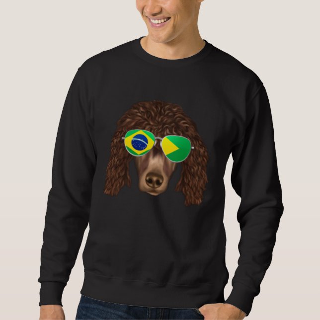 Moletom Brazilian Flag Irish Water Spaniel Dog Brazil Pock (Frente)