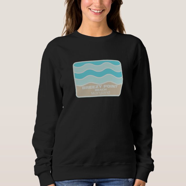 Moletom Breezy Point Beach Maryland Waves Vacation Souveni (Frente)
