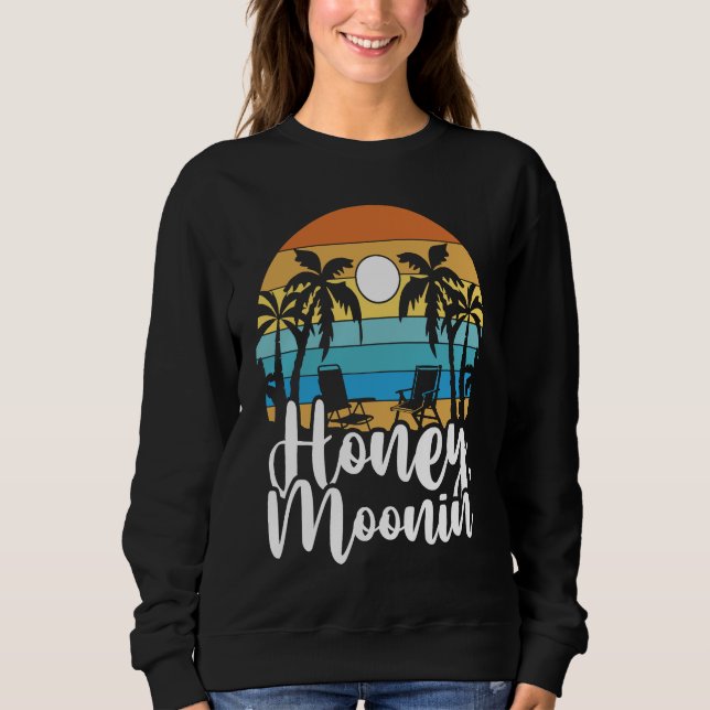 Moletom Bride Groom Vacation Newlywed Honeymoon Retro Hone (Frente)