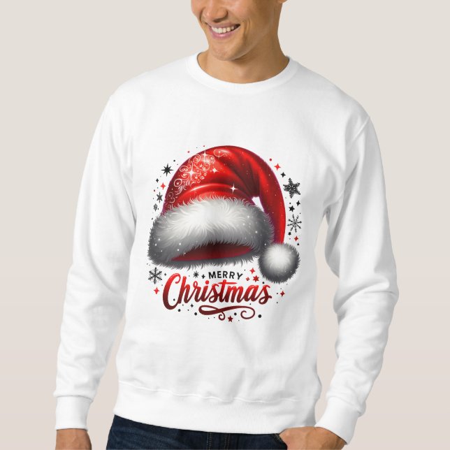 Moletom Brilho de Chapéu de Papai Noel Escarlate (Frente)