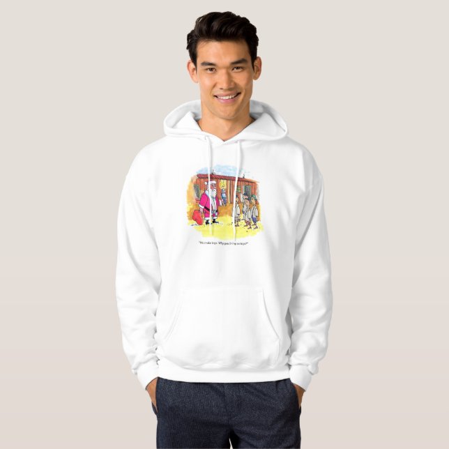 Moletom Brinquedos Criadores, camisola branca com capuz (Frente Completa)