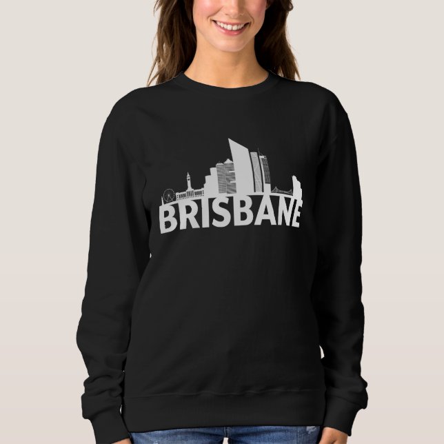 Moletom Brisbane Australia City Skyline Silhouette Outline (Frente)