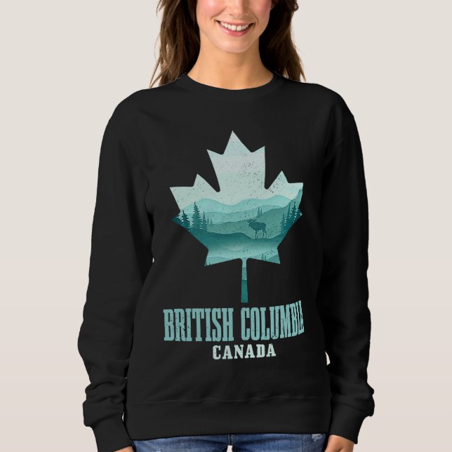 Moletom British Columbia Maple Leaf Moose Vancouver Vintag (Frente)