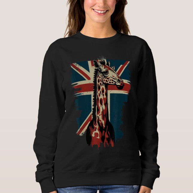 Moletom British UK Giraffe on Great Britain Giraffe (Frente)
