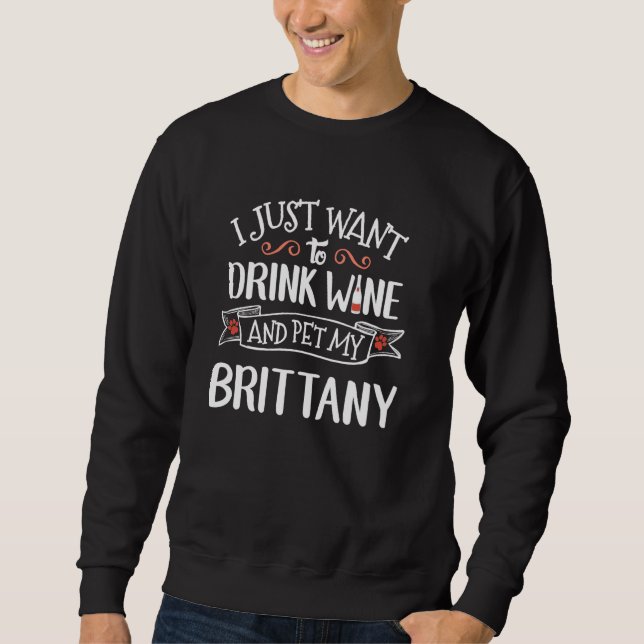 Moletom Brittany Gift for Wine Lovers & Dog Owners (Frente)