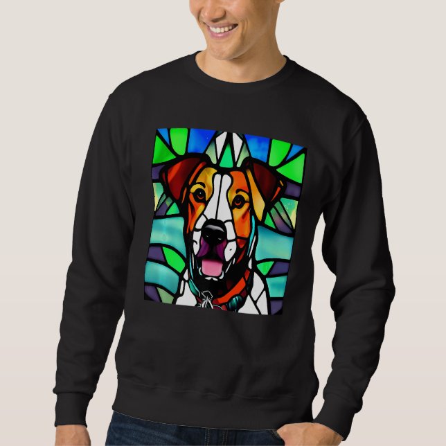 Moletom Brittany Spaniel - Colorful Stained Glass Premium_ (Frente)