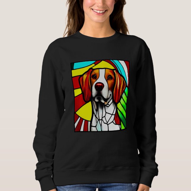 Moletom Brittany Spaniel - Colorful Stained Glass Premium (Frente)