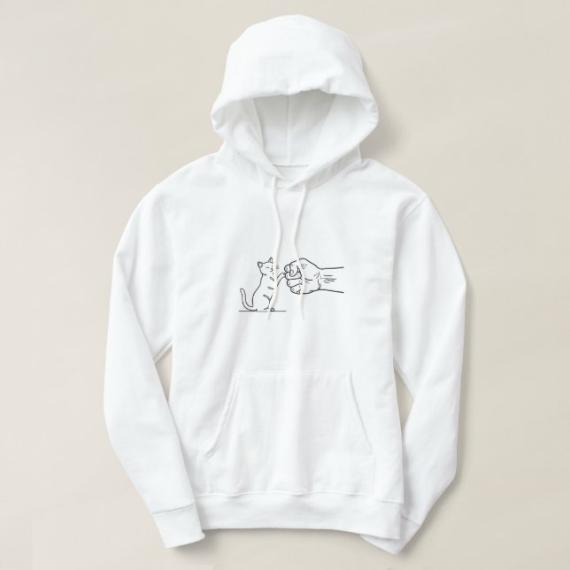 Moletom  "Bro Cat" Minimalist Fist Bump Hoodie (Frente do Design)