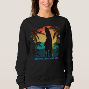 Moletom Broadkill Beach Delaware De Palm Tree Surfboard Su
