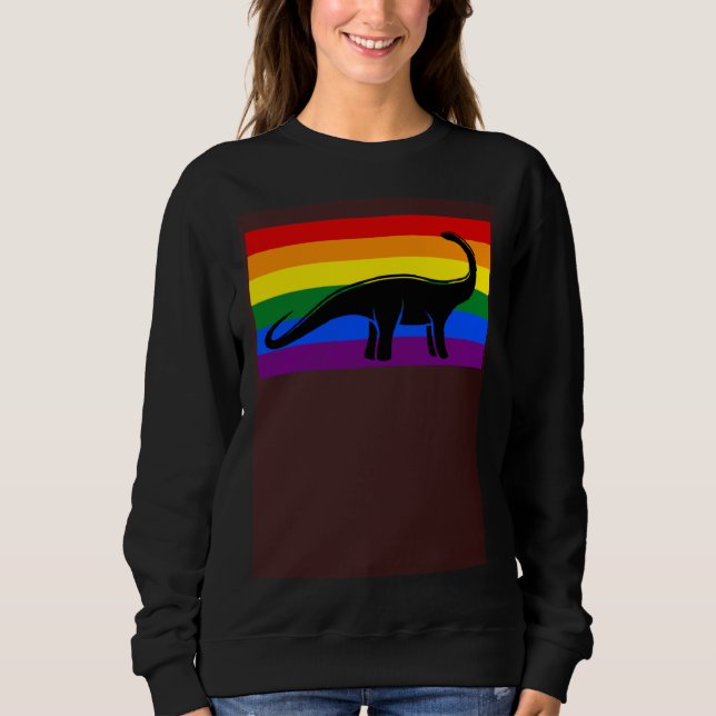 Moletom Brontosaurus Dinosaur  Gay Pride Flag Aesthetic (Frente)