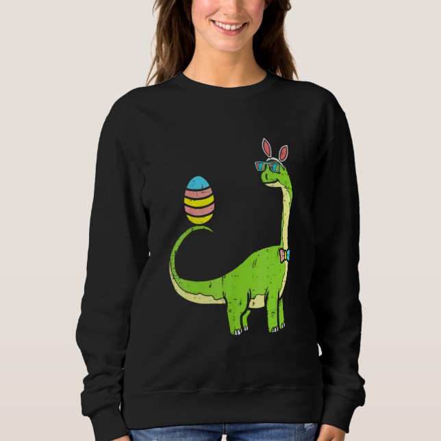 Moletom Brontossaurus Bunny Ears Páscoa de Ovos Cute Dinos (Frente)