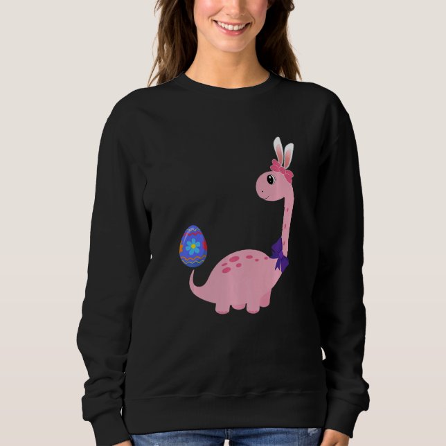 Moletom Brontossaurus Bunny Ears Páscoa Dia do Ovo Dinossa (Frente)