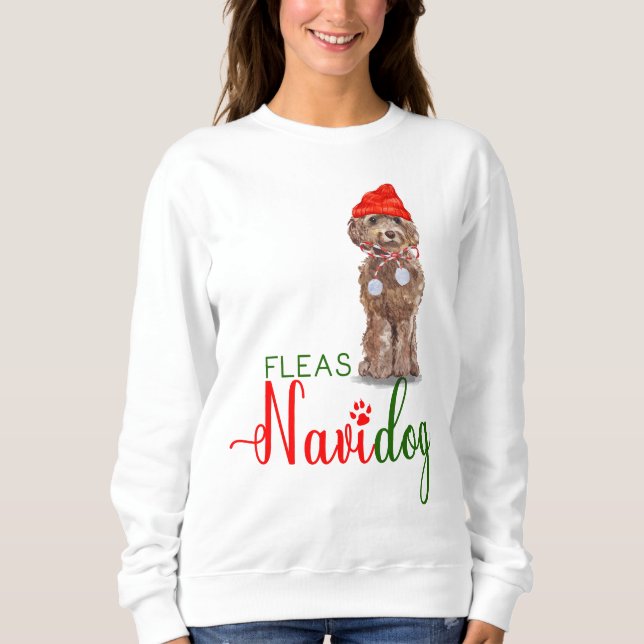 Moletom Brown Cockapoo Engraçado Natal Fleas Navidog (Frente)