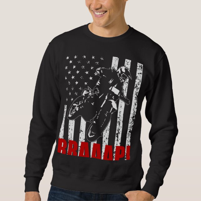 Moletom Brraaap Dirt Bike American Flag Motocross Biker 4t (Frente)