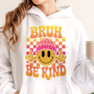 Moletom Bruh Be Kind Happy Face Beanie Gradiente do Pôr do