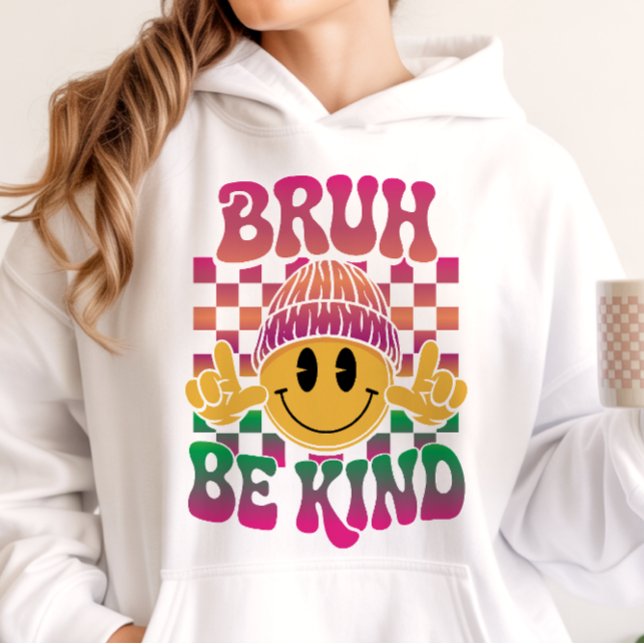 Moletom Bruh Be Kind Happy Face Beanie Magenta Green (Criador carregado)