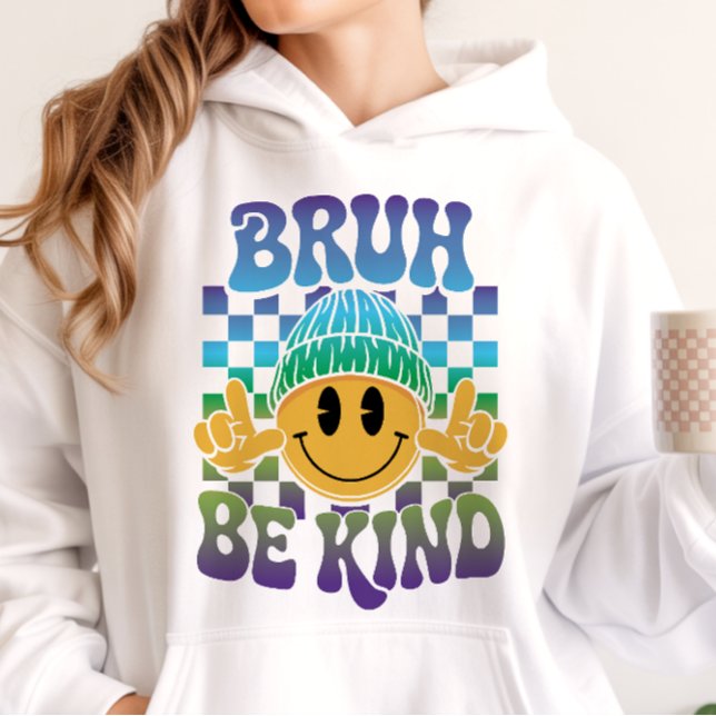 Moletom Bruh Seja Gentil Cara Feliz Gorro Azul Verde (Criador carregado)