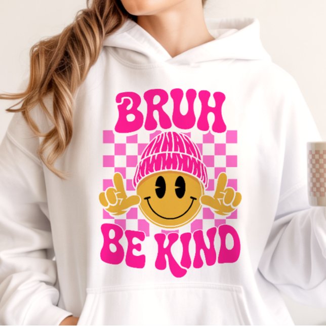 Moletom Bruh Seja Gentil Cara Feliz Gorro Rosa (Criador carregado)