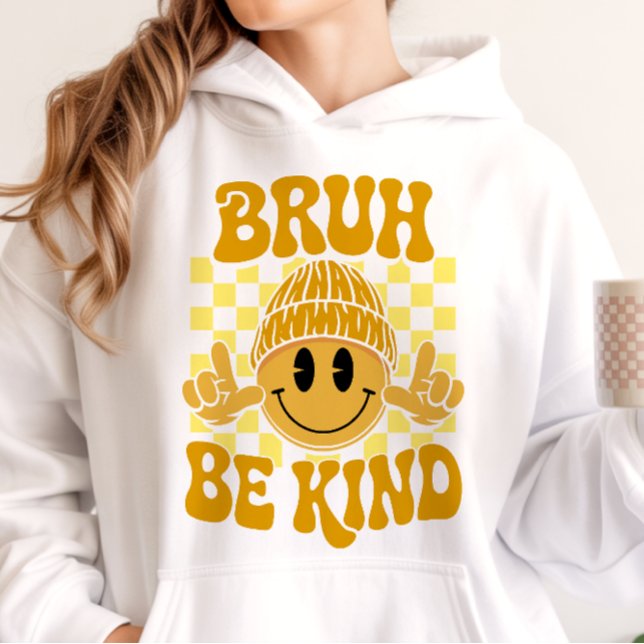 Moletom Bruh Seja Gentil Rosto Feliz Gorro Amarelo (Criador carregado)