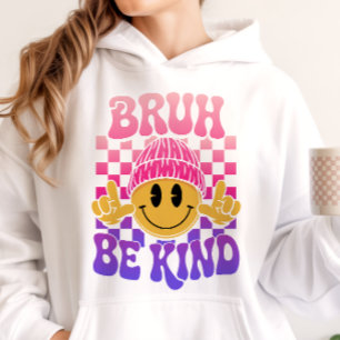Moletom Bruh Seja Gentil Rosto Feliz Gorro Rosa Roxo