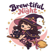 Bruxa Chibi Fofa Noite Encantadora