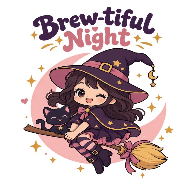 Moletom Bruxa Chibi Fofa Noite Encantadora  (Criador carregado)