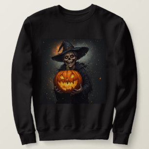 Moletom Bruxa Esqueleto Com Abóbora Brilhante Halloween 🎃