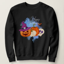 Bruxa Pumpkin e Skulls Hoodie, Feliz Halloween