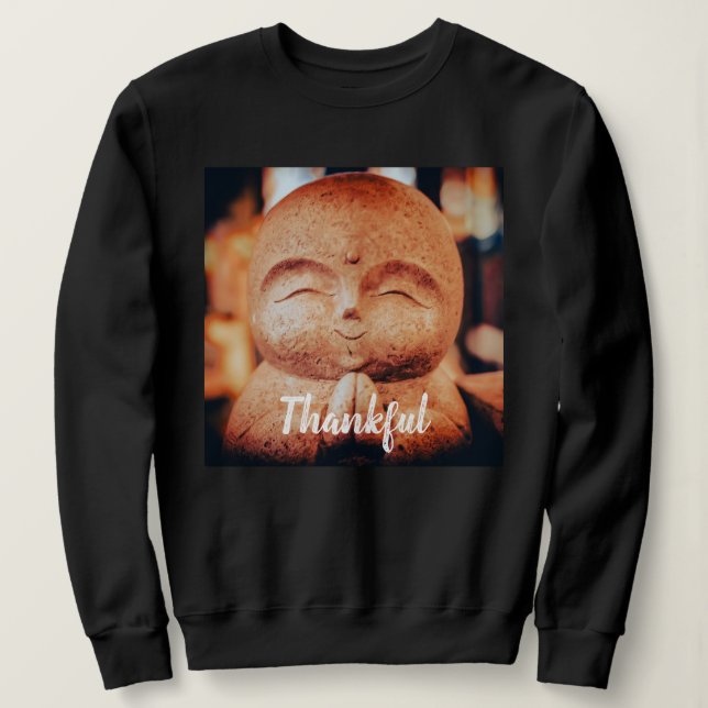 Moletom Buddha Feliz e Grato Feminino (Frente do Design)