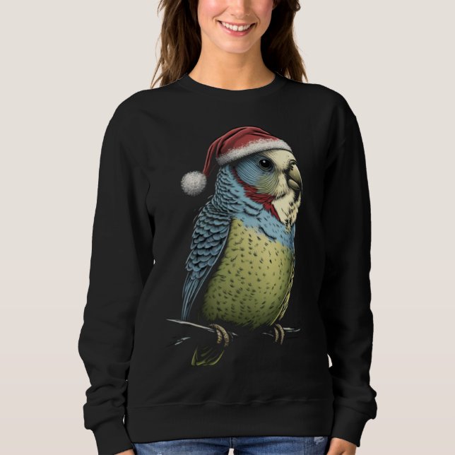 Moletom Budgie Christmas Budgerigar Santa Hat Parakeet Bir (Frente)