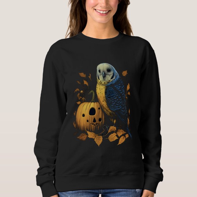 Moletom Budgie Halloween Pumpkin Budgerigar Parakeet Bird  (Frente)