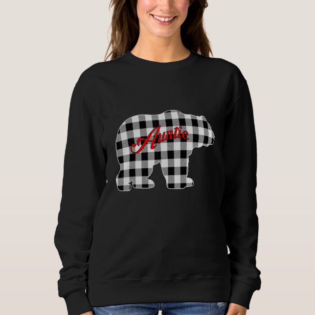 Moletom Buffalo Black and White Plaid Auntie Bear Christma (Frente)