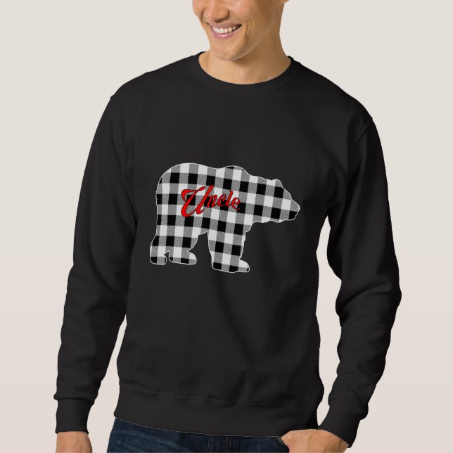 Moletom Buffalo Black and White Plaid Uncle Bear Christmas (Frente)