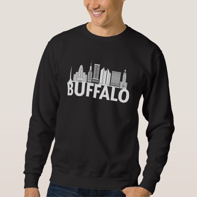 Moletom Buffalo New York USA City Skyline Silhouette Outli (Frente)