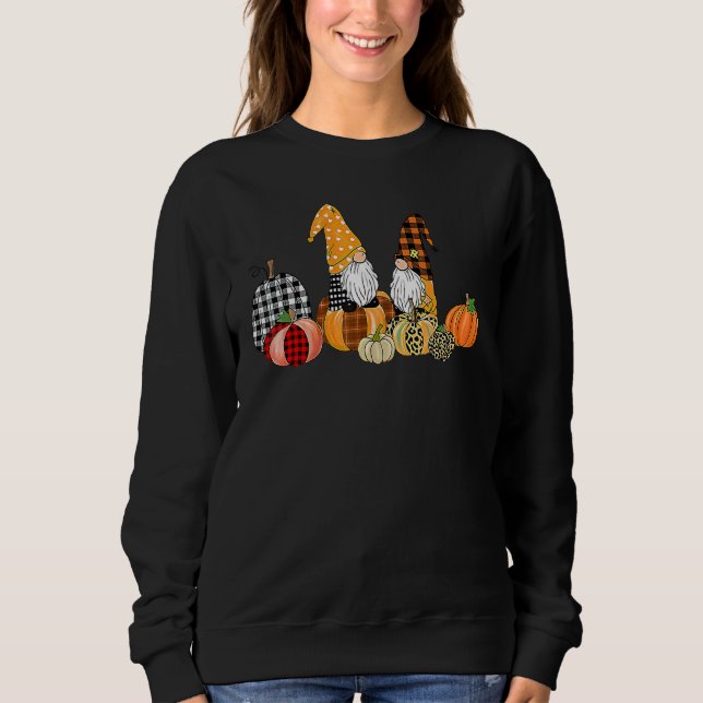 Moletom Buffalo Plaid Pumpkin Gnomes Fall Autumn Thanksgiv (Frente)