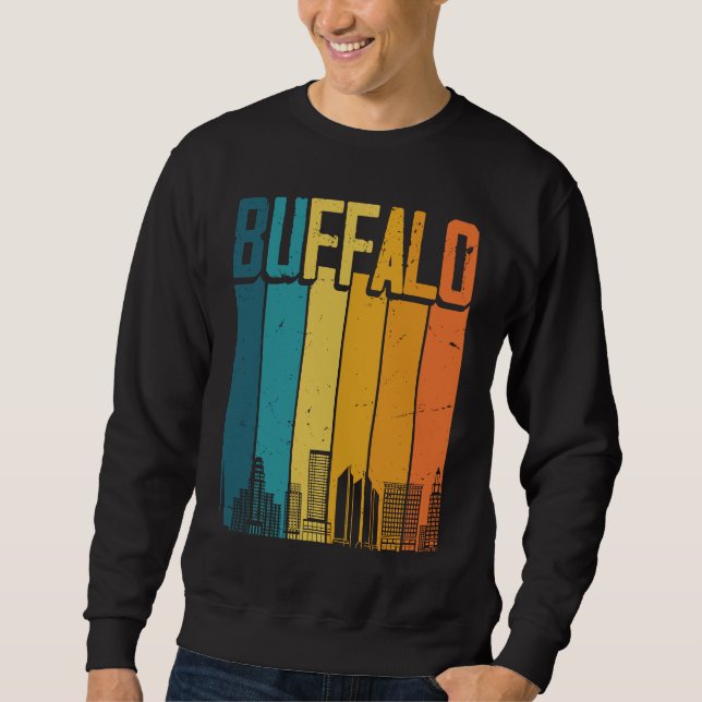Moletom Buffalo USA Retro Vintage Sunset Skyline Buffalo (Frente)