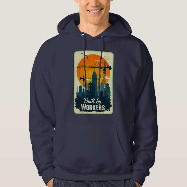 Moletom Built by Workers Retro Labor Day Shirt (Frente)