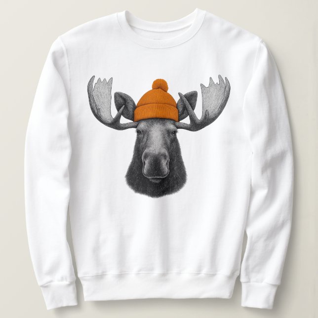 Moletom Bull Moose Wearing Beanie – Mountain Wildlife Crew (Frente do Design)