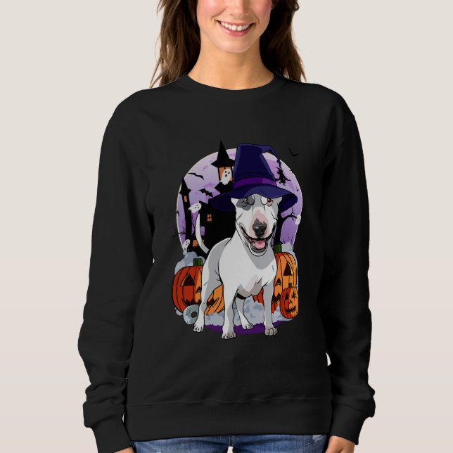 Moletom Bull Terrier Happy Halloween Witch Dog Pumpkin Spo (Frente)
