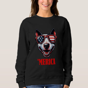 Moletom Bull Terrier Merica 4 de julho Bandeira dos EUA