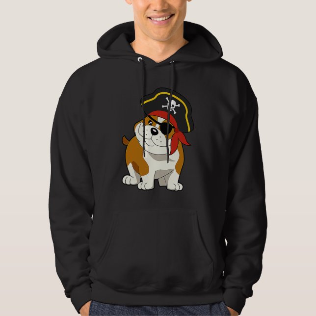 Moletom Bulldog Dog Pirate Captain with Skull Easy Hallowe (Frente)