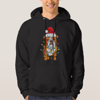 Moletom Bulldog Inglês Papai Noel Árvore de Natal Luzes Na