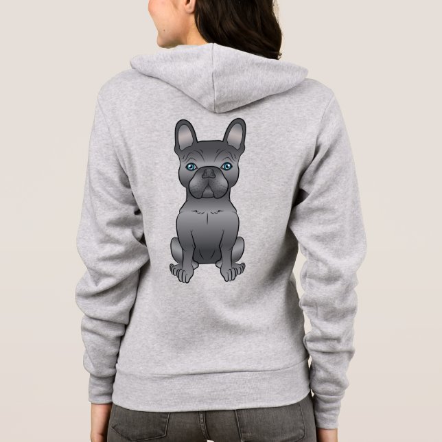 Moletom Bulldogue Francês Preto / Cachorro Frenchie Cartoo (Verso)