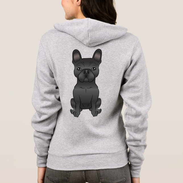 Moletom Bulldogue Francês Preto / Cachorro Frenchie Cartoo (Verso)