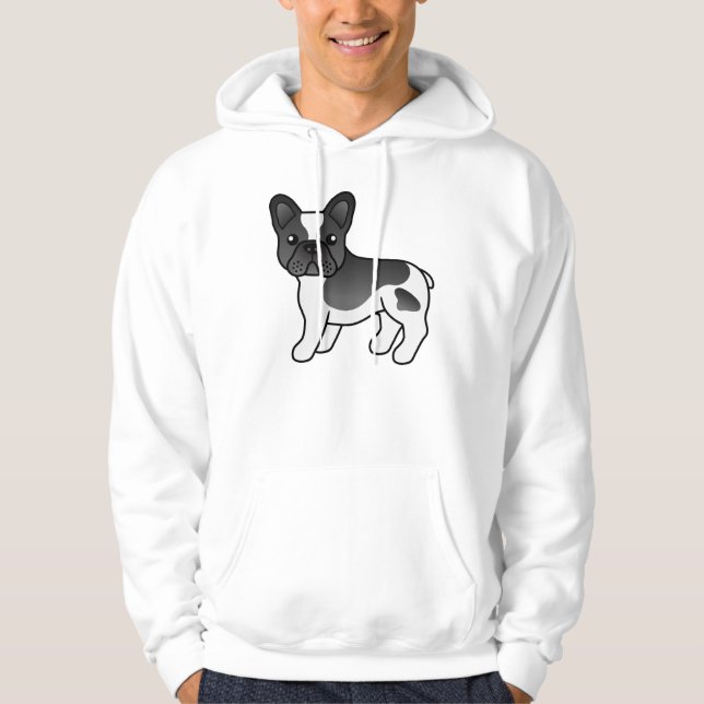 Moletom Bulldogue Francês Preto e Branco Desenho Animado F (Frente)