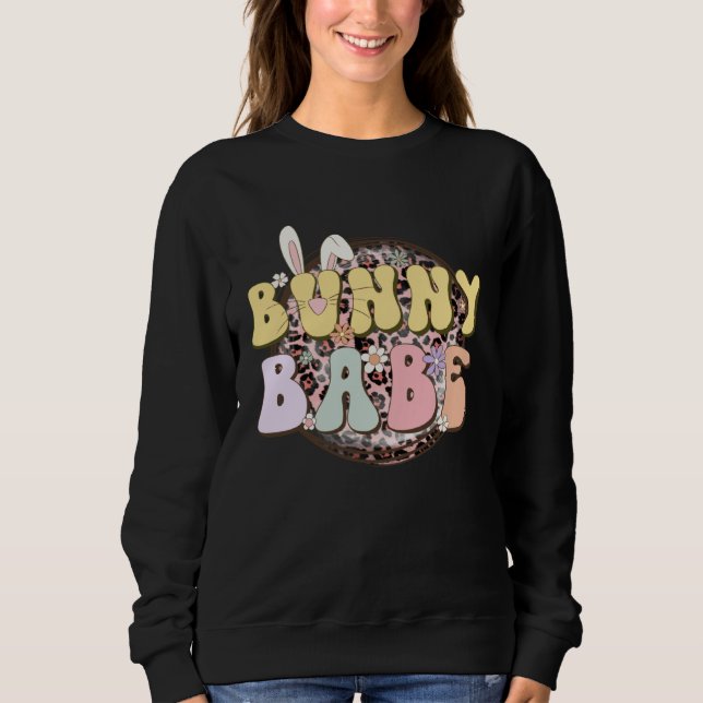 Moletom Bunny Babe Rabbit Ear Buffalo Plaid Retro Groovy E (Frente)
