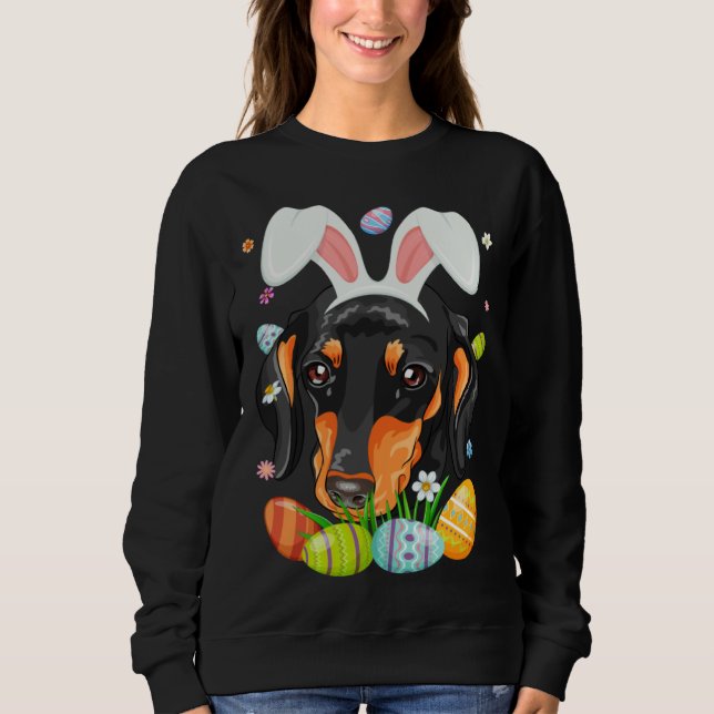 Moletom Bunny Dachshund Dog Head Easter Eggs Wiener Easter (Frente)