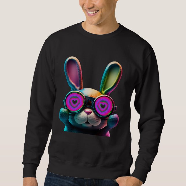 Moletom Bunny face Cool Easter Bunny with Glasses Easter 3 (Frente)