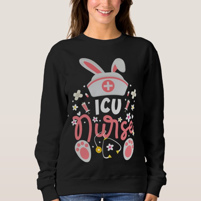 Moletom Bunny ICU Nurse Cute Bunny Ears Intensive Care Uni (Frente)